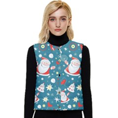 Christmas, Decorative, Desenho, Pattern Women s Button Up Puffer Vest