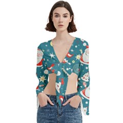 Christmas, Decorative, Desenho, Pattern Trumpet Sleeve Cropped Top