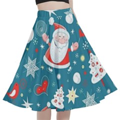 Christmas, Decorative, Desenho, Pattern A-line Full Circle Midi Skirt With Pocket