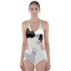 Mickey Mouse, Black, Classic, Cute, Disne Cut-Out One Piece Swimsuit