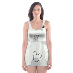 Mickey Mouse, Black, Classic, Cute, Disne Skater Dress Swimsuit