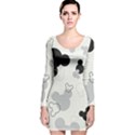 Mickey Mouse, Black, Classic, Cute, Disne Long Sleeve Velvet Bodycon Dress View1