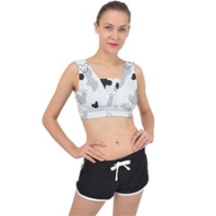 Mickey Mouse, Black, Classic, Cute, Disne V-Back Sports Bra