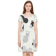 Mickey Mouse, Black, Classic, Cute, Disne Inside Out Cap Sleeve Dress