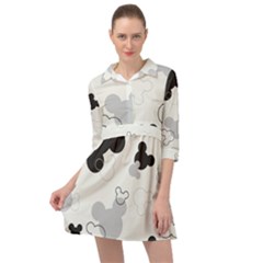 Mickey Mouse, Black, Classic, Cute, Disne Mini Skater Shirt Dress