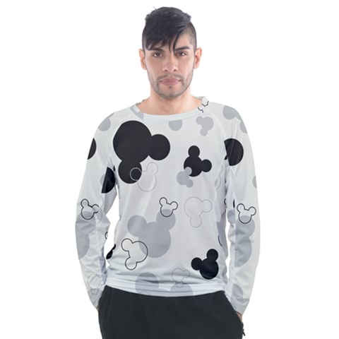 Mickey Mouse, Black, Classic, Cute, Disne Men s Long Sleeve Raglan T-shirt by kyorashop23