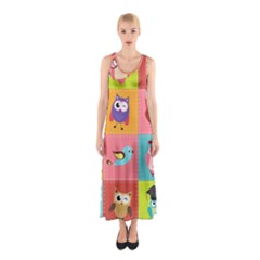 Owls Pattern, Abstract, Art, Desenho Sleeveless Maxi Dress by kyorashop23