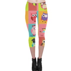 Owls Pattern, Abstract, Art, Desenho Capri Leggings  by kyorashop23