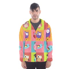 Owls Pattern, Abstract, Art, Desenho Men s Hooded Windbreaker