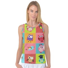 Owls Pattern, Abstract, Art, Desenho Women s Basketball Tank Top by kyorashop23