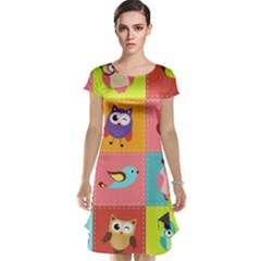 Owls Pattern, Abstract, Art, Desenho Cap Sleeve Nightdress by kyorashop23