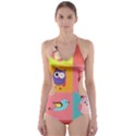 Owls Pattern, Abstract, Art, Desenho Cut-Out One Piece Swimsuit View1