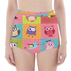 Owls Pattern, Abstract, Art, Desenho High-waisted Bikini Bottoms by kyorashop23