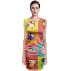 Owls Pattern, Abstract, Art, Desenho Sleeveless Velvet Midi Dress