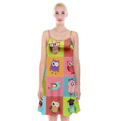 Owls Pattern, Abstract, Art, Desenho Spaghetti Strap Velvet Dress