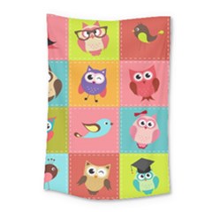 Owls Pattern, Abstract, Art, Desenho Small Tapestry