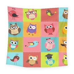 Owls Pattern, Abstract, Art, Desenho Square Tapestry (large)