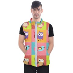 Owls Pattern, Abstract, Art, Desenho Men s Puffer Vest