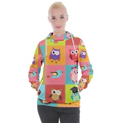 Owls Pattern, Abstract, Art, Desenho Women s Hooded Pullover