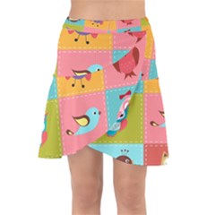 Owls Pattern, Abstract, Art, Desenho Wrap Front Skirt by kyorashop23