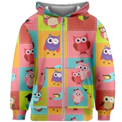 Owls Pattern, Abstract, Art, Desenho Kids  Zipper Hoodie Without Drawstring