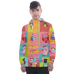 Owls Pattern, Abstract, Art, Desenho Men s Front Pocket Pullover Windbreaker