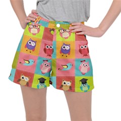 Owls Pattern, Abstract, Art, Desenho Women s Ripstop Shorts by kyorashop23