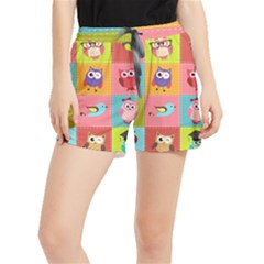 Owls Pattern, Abstract, Art, Desenho Women s Runner Shorts by kyorashop23