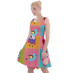 Owls Pattern, Abstract, Art, Desenho Knee Length Skater Dress by kyorashop23