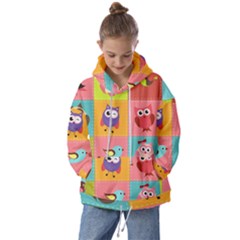 Owls Pattern, Abstract, Art, Desenho Kids  Oversized Hoodie