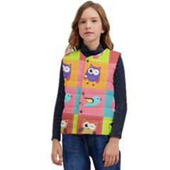 Owls Pattern, Abstract, Art, Desenho Kid s Button Up Puffer Vest	