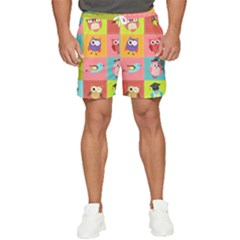 Owls Pattern, Abstract, Art, Desenho Men s Runner Shorts by kyorashop23