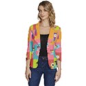 Owls Pattern, Abstract, Art, Desenho Women s One-Button 3/4 Sleeve Short Jacket View1