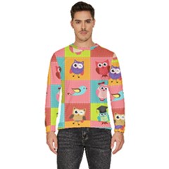 Owls Pattern, Abstract, Art, Desenho Men s Fleece Sweatshirt