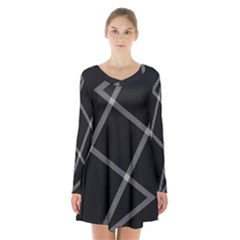 Stripes, Zigzag Long Sleeve Velvet V-neck Dress