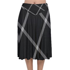 Stripes, Zigzag Velvet Flared Midi Skirt