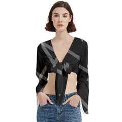 Stripes, Zigzag Trumpet Sleeve Cropped Top