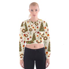 Christmas Pattern, Pattern, Christmas, Trees Cropped Sweatshirt