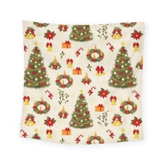 Christmas Pattern, Pattern, Christmas, Trees Square Tapestry (Small)