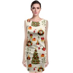 Christmas Pattern, Pattern, Christmas, Trees Sleeveless Velvet Midi Dress