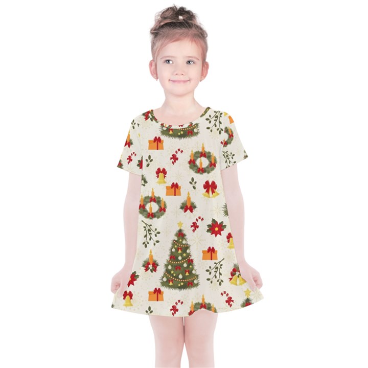 Christmas Pattern, Pattern, Christmas, Trees Kids  Simple Cotton Dress