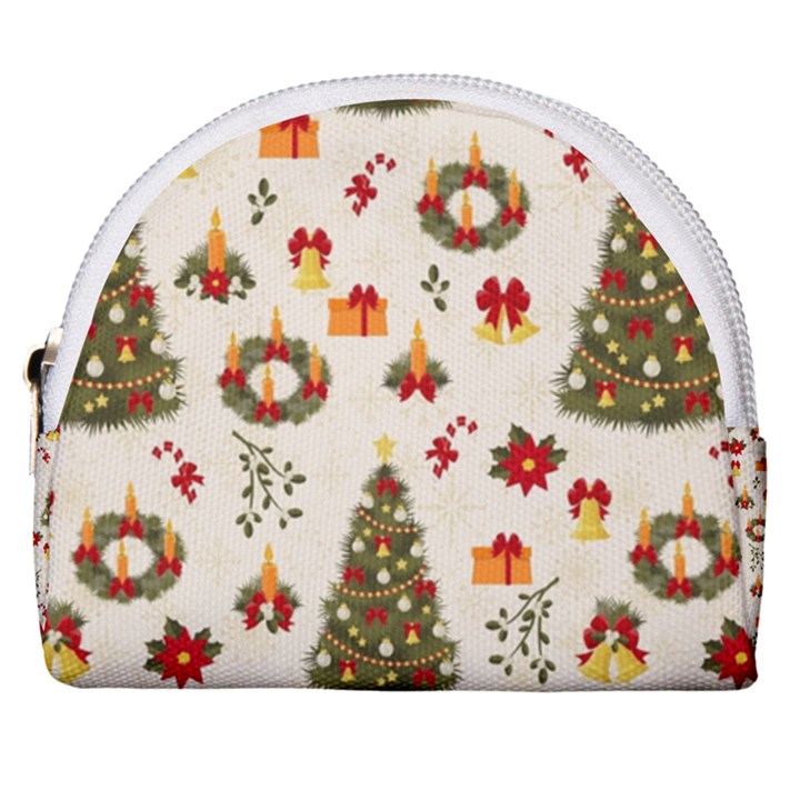 Christmas Pattern, Pattern, Christmas, Trees Horseshoe Style Canvas Pouch