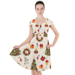 Christmas Pattern, Pattern, Christmas, Trees Cap Sleeve Midi Dress