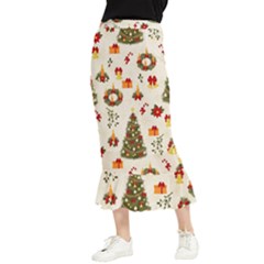 Christmas Pattern, Pattern, Christmas, Trees Maxi Fishtail Chiffon Skirt