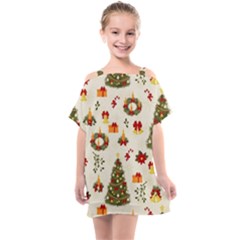 Christmas Pattern, Pattern, Christmas, Trees Kids  One Piece Chiffon Dress