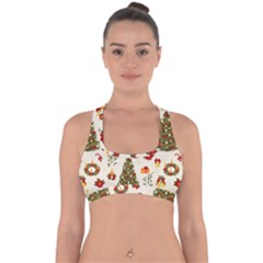 Christmas Pattern, Pattern, Christmas, Trees Cross Back Hipster Bikini Top 