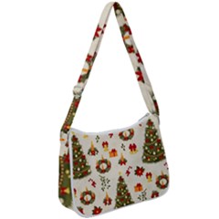 Christmas Pattern, Pattern, Christmas, Trees Zip Up Shoulder Bag