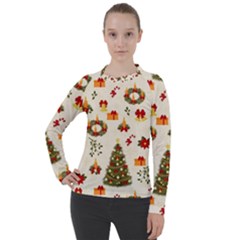 Christmas Pattern, Pattern, Christmas, Trees Women s Pique Long Sleeve T-shirt