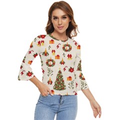 Christmas Pattern, Pattern, Christmas, Trees Bell Sleeve Top