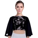 Afro Beauty Woman Portrait (AI+Human) Tie Back Butterfly Sleeve Chiffon Top View1